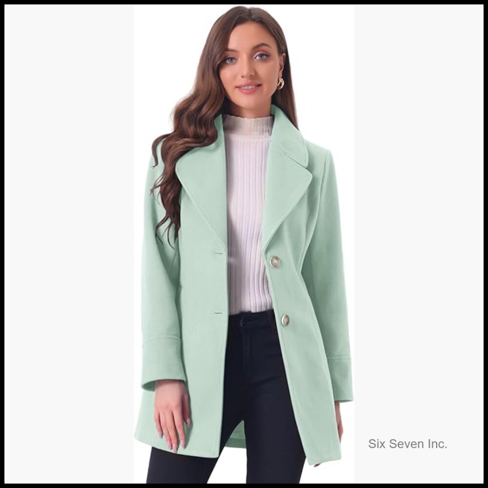 Polyester Overcoat Notched Collar Single Breasted… - image 1